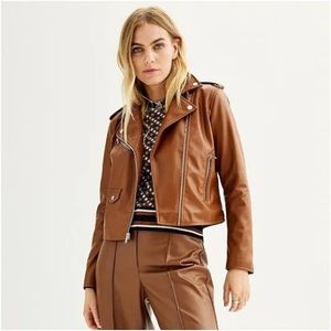 Nine West Women's Faux-Leather Moto Jacket
